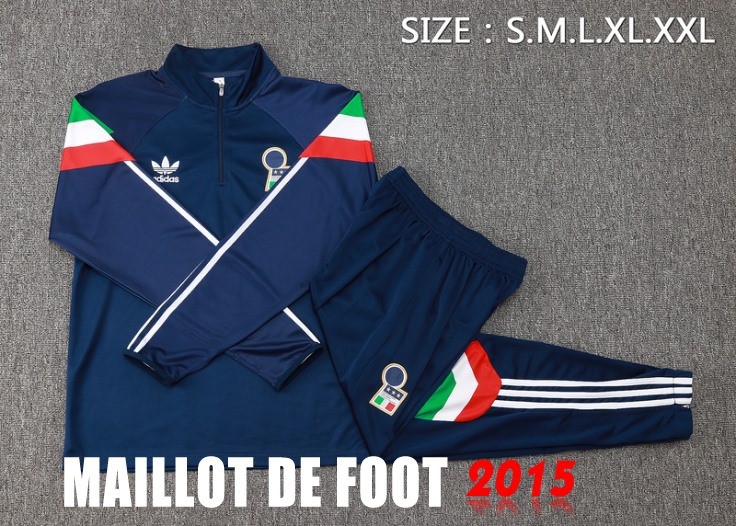 Maillot De Foot Ensemble Complet Sudadera Entrainement Italie 2024 Bleu I Marine