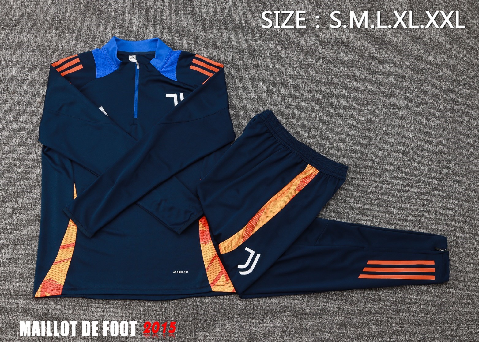 Maillot De Foot Ensemble Complet Sudadera Entrainement Juventus 24/25 Bleu Marine Orange