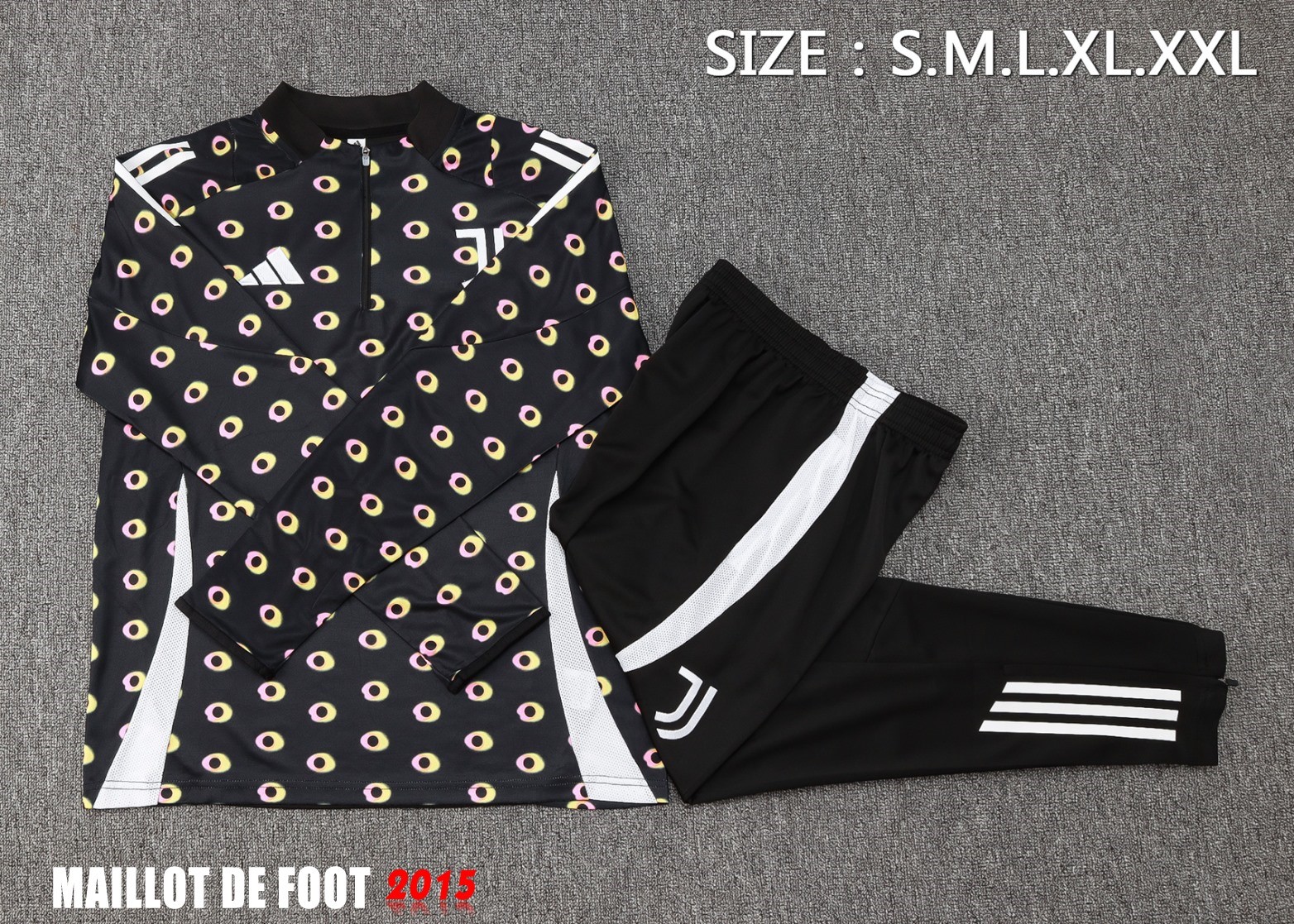 Maillot De Foot Ensemble Complet Sudadera Entrainement Juventus 24/25 Noir Blanc