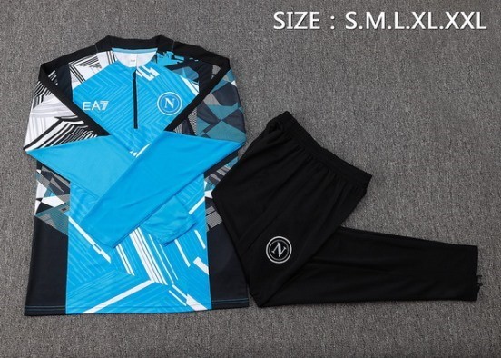 Maillot De Foot Ensemble Complet Sudadera Entrainement Napoli 24/25 Bleu Noir