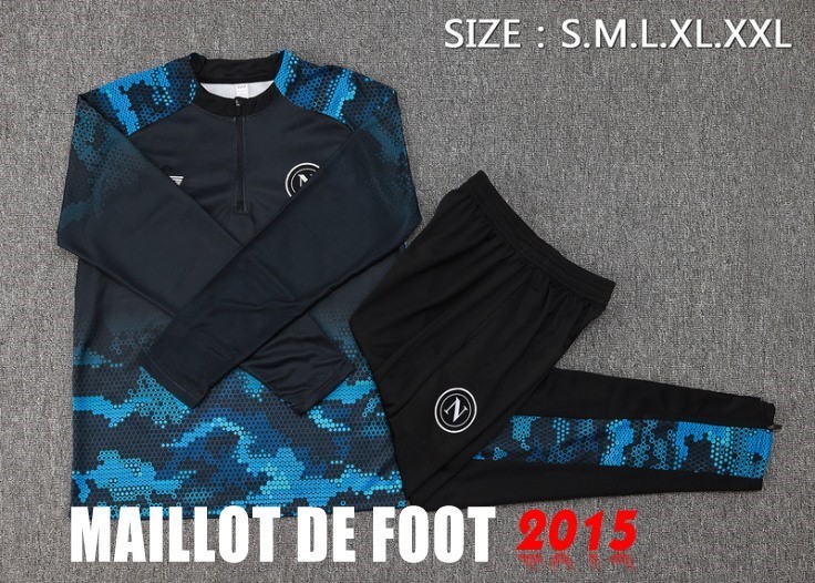 Maillot De Foot Ensemble Complet Sudadera Entrainement Napoli 24/25 Bleu Noir