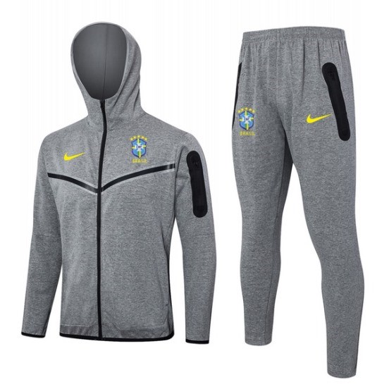 Maillot De Foot Ensemble Complet Veste Con Capucha Brésil 2024 Gris