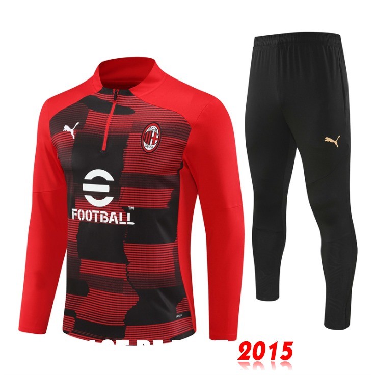 Maillot De Foot Entrainement Ensemble Complet AC Milan 24/25 Rojo Noir