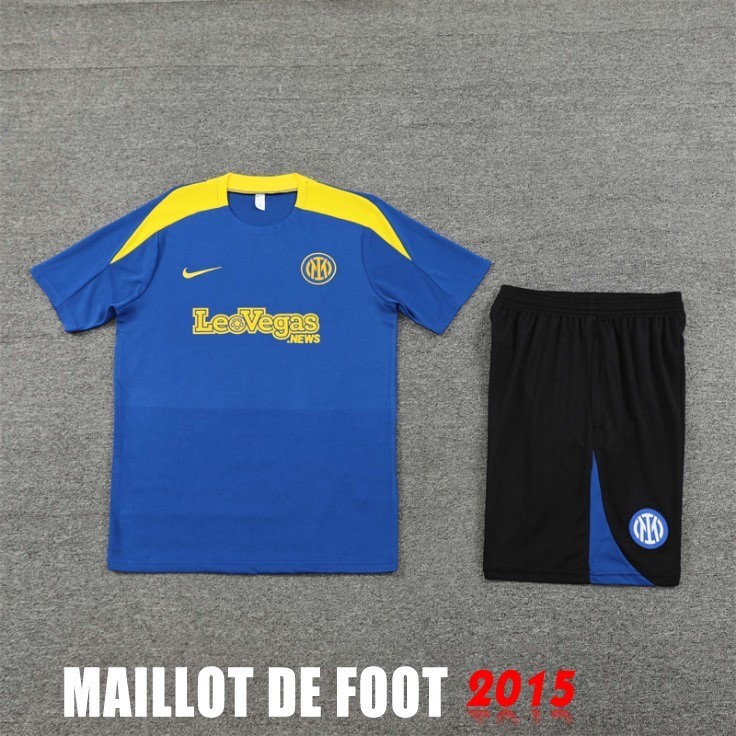 Maillot De Foot Entrainement Ensemble Complet Inter Milan 24/25 Bleu Jaune Noir