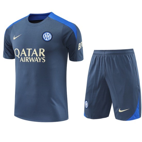 Maillot De Foot Entrainement Ensemble Complet Inter Milan 24/25 Gris Bleu