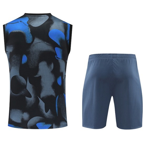 Maillot De Foot Entrainement Sans Manches Ensemble Complet Inter Milan 24/25 Bleu Gris