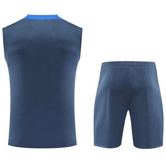 Maillot De Foot Entrainement Sans Manches Ensemble Complet Inter Milan 24/25 Gris I Bleu