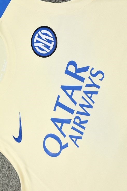 Maillot De Foot Entrainement Sans Manches Ensemble Complet Inter Milan 24/25 Jaune Gris