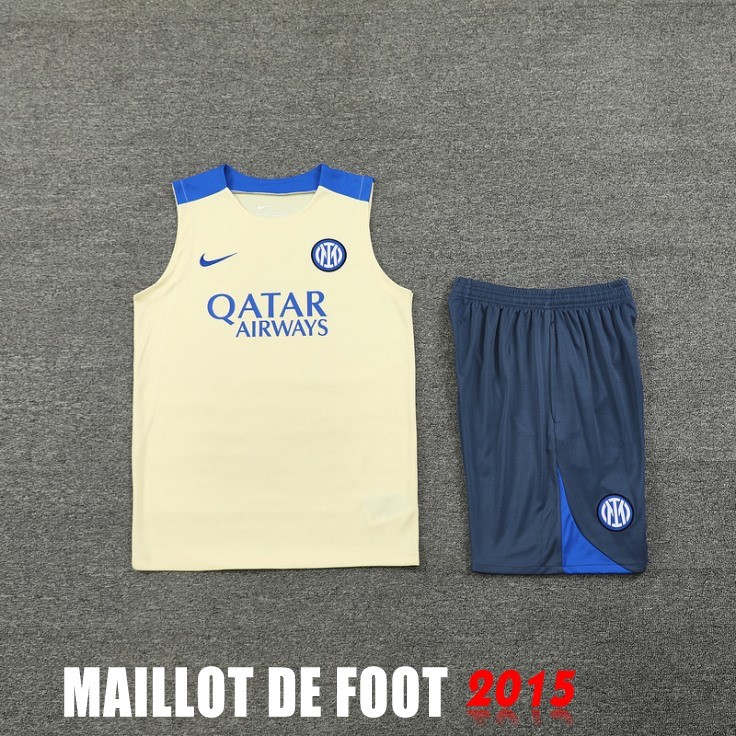 Maillot De Foot Entrainement Sans Manches Ensemble Complet Inter Milan 24/25 Jaune Gris