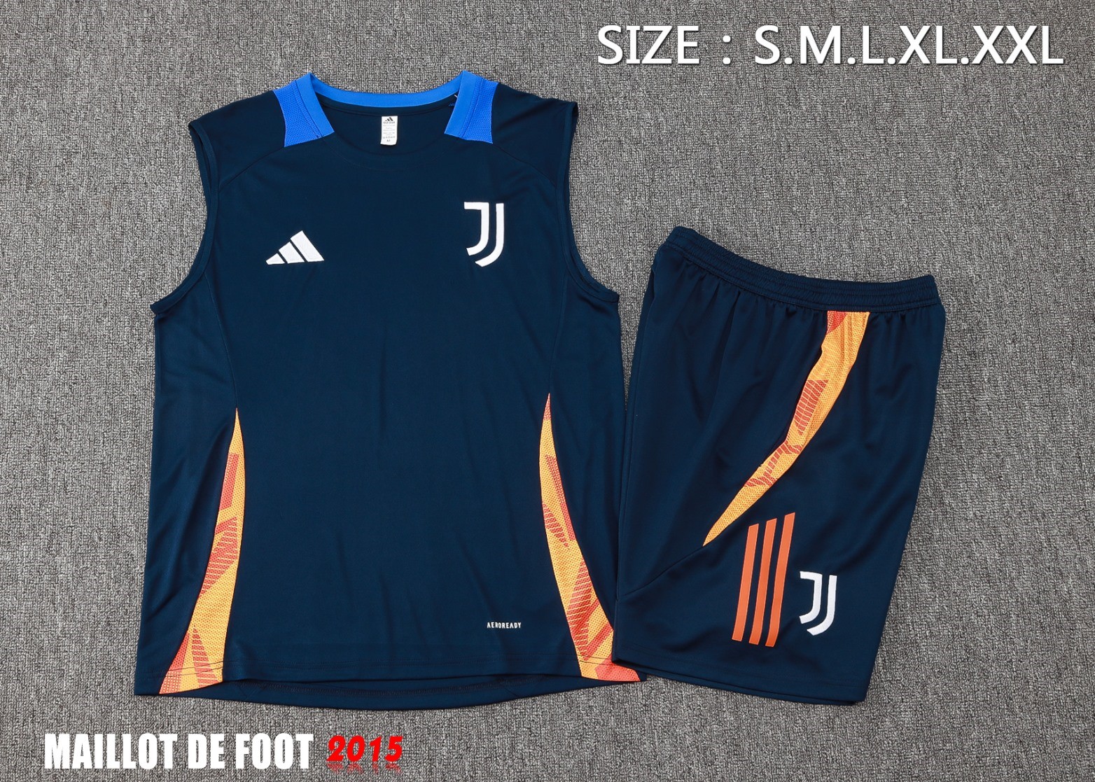Maillot De Foot Entrainement Sans Manches Ensemble Complet Juventus 24/25 Bleu Marine