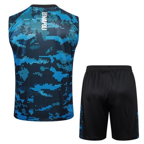 Maillot De Foot Entrainement Sans Manches Ensemble Complet Napoli 24/25 Bleu Noir