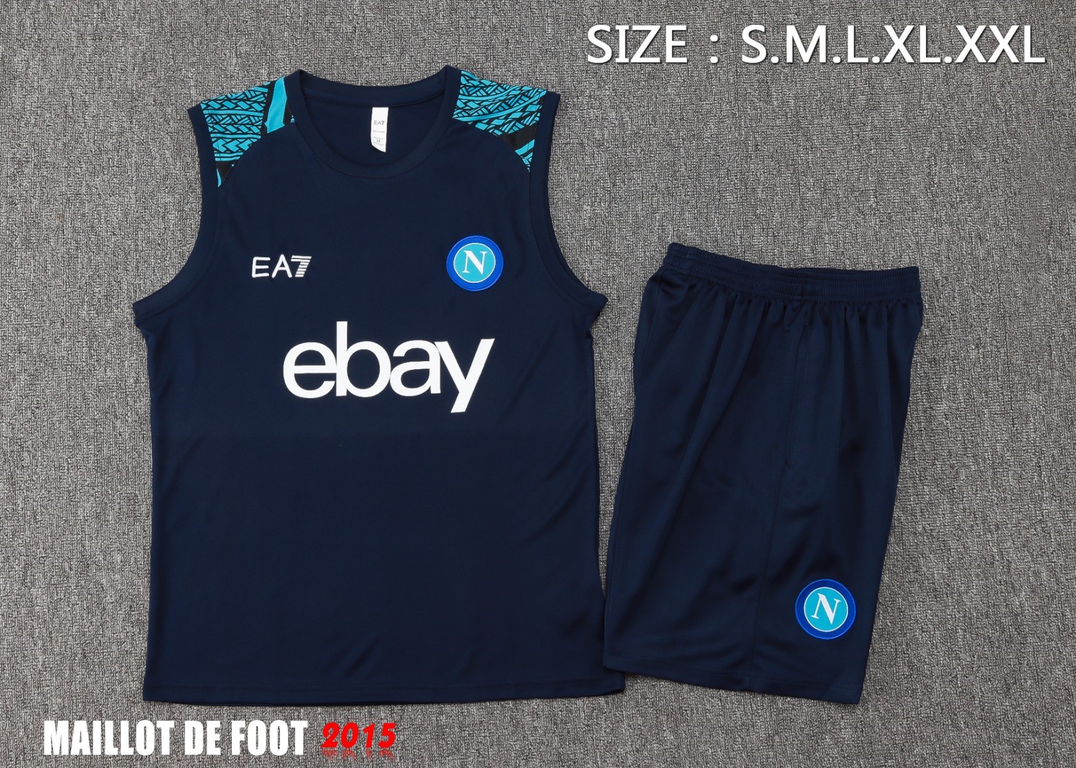 Maillot De Foot Entrainement Sans Manches Ensemble Complet Napoli 24/25 I Bleu