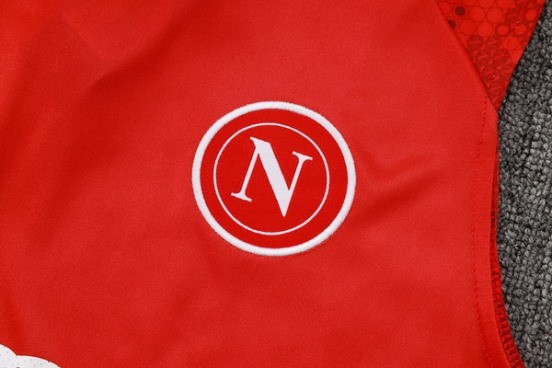 Maillot De Foot Entrainement Sans Manches Ensemble Complet Napoli 24/25 Rojo Blanc Noir