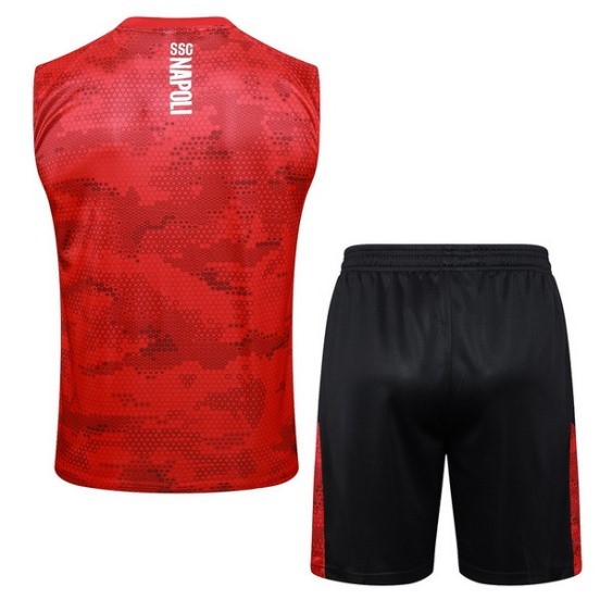 Maillot De Foot Entrainement Sans Manches Ensemble Complet Napoli 24/25 Rojo Blanc Noir