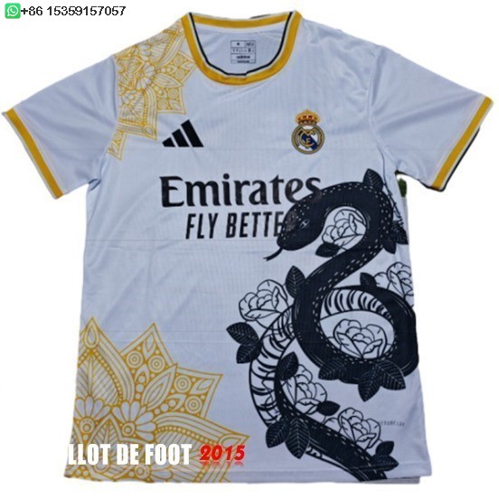 Maillot De Foot Thailande Spécial Maillot Real Madrid 25/26 Blanc Noir Jaune