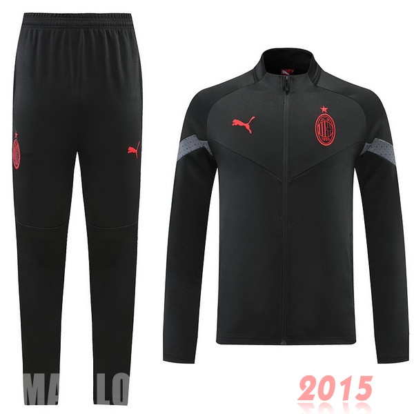 Maillot De Foot Ensemble Complet Ensemble longue fermeture éclair vêtements De Sport AC Milan 22/23 Noir