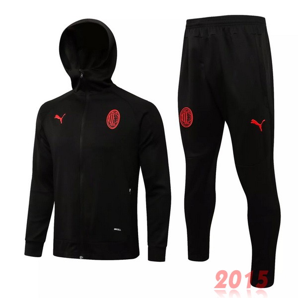 Maillot De Foot Sweat Shirt Capuche AC Milan 2021 2022 Noir Rouge