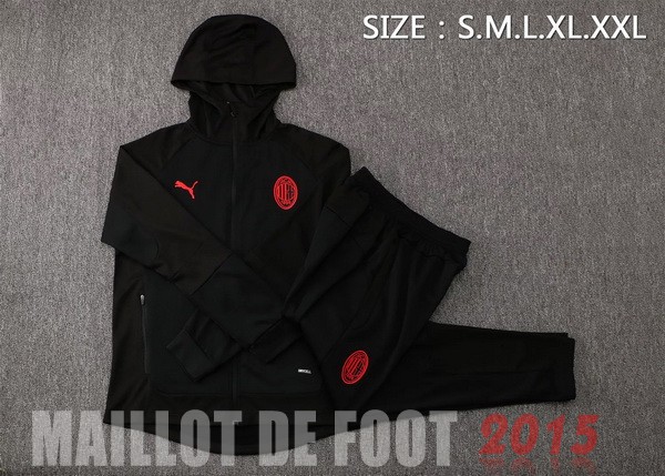 Maillot De Foot Sweat Shirt Capuche AC Milan 2021 2022 Noir Rouge