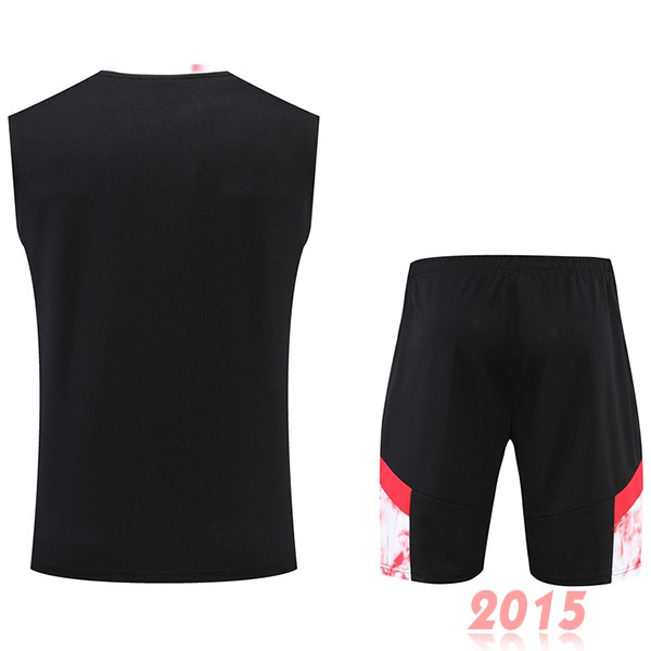 Maillot De Foot Entrainement Sans Manches Ensemble Complet AC Milan 22/23 Noir Rouge