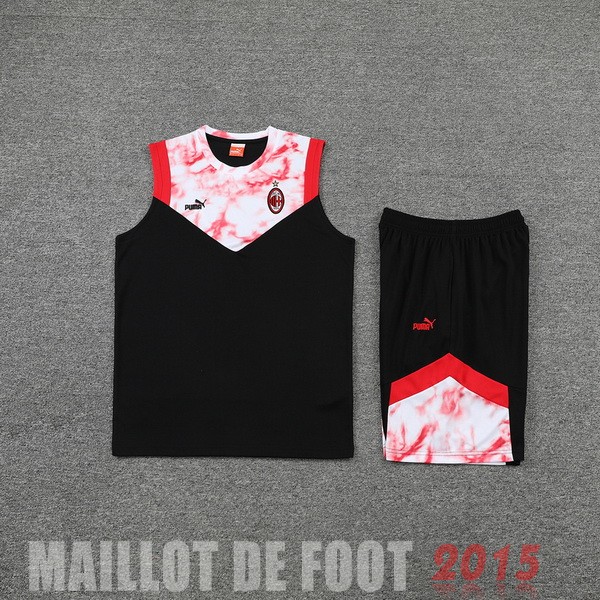 Maillot De Foot Entrainement Sans Manches Ensemble Complet AC Milan 22/23 Noir Rouge