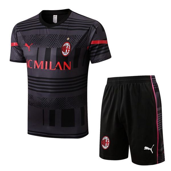 Maillot De Foot Entrainement Ensemble Complet AC Milan 22/23 Gris Noir