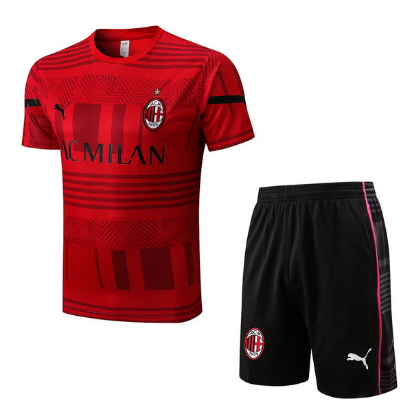 Maillot De Foot Entrainement Ensemble Complet AC Milan 22/23 Rouge Noir