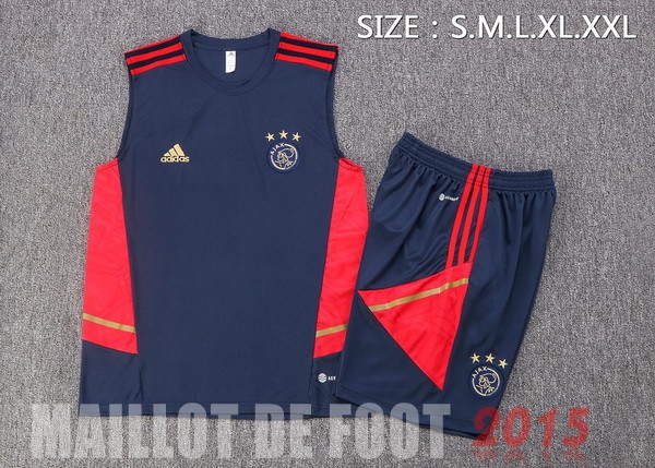 Maillot De Foot Entrainement Sans Manches Ensemble Complet Ajax 22/23 Bleu Rouge