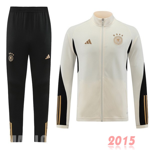 Maillot De Foot Ensemble Complet Ensemble longue fermeture éclair vêtements De Sport Allemagne 2022 Blanc I Noir