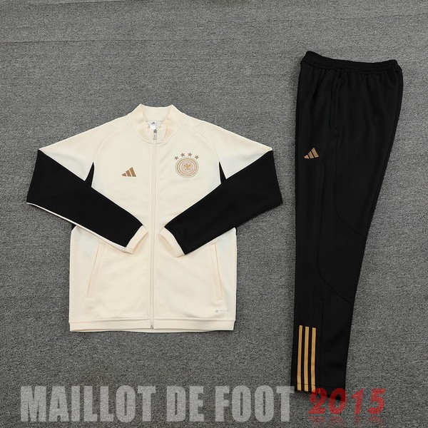 Maillot De Foot Ensemble Complet Ensemble longue fermeture éclair vêtements De Sport Allemagne 2022 Blanc I Noir
