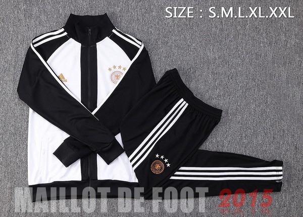Maillot De Foot Ensemble Complet Ensemble longue fermeture éclair vêtements De Sport Allemagne 2022 Blanc Noir
