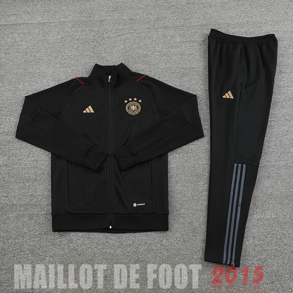 Maillot De Foot Ensemble Complet Ensemble longue fermeture éclair vêtements De Sport Allemagne 2022 Noir