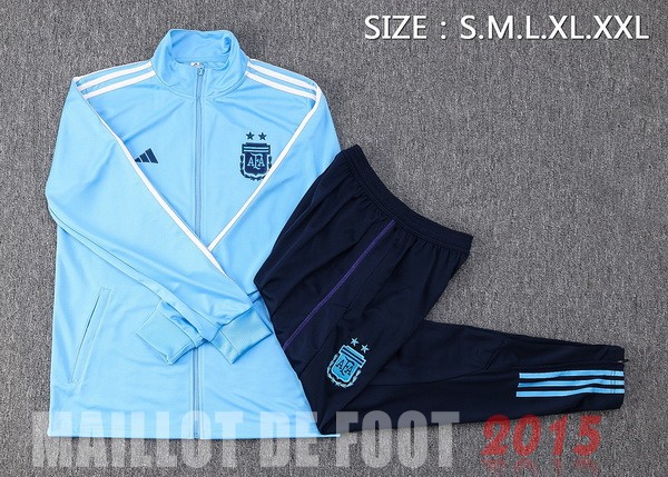 Maillot De Foot Ensemble Complet Ensemble longue fermeture éclair vêtements De Sport Argentine 2022 Bleu