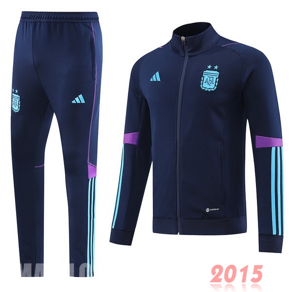 Maillot De Foot Ensemble Complet Ensemble longue fermeture éclair vêtements De Sport Argentine 2022 Bleu Marine