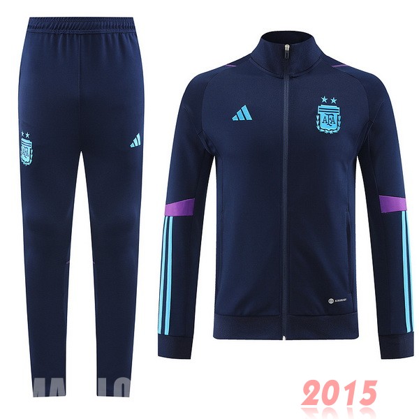 Maillot De Foot Ensemble Complet Ensemble longue fermeture éclair vêtements De Sport Argentine 2022 Bleu Marine