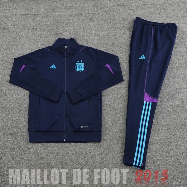 Maillot De Foot Ensemble Complet Ensemble longue fermeture éclair vêtements De Sport Argentine 2022 Bleu Marine