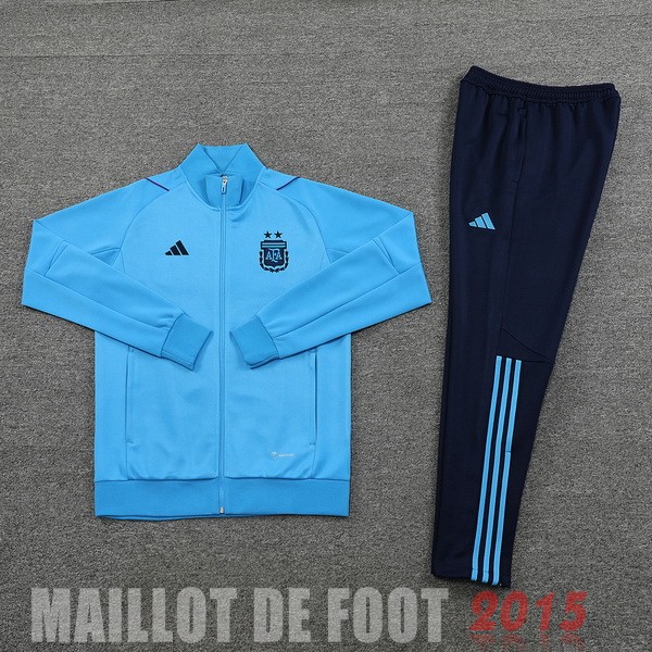 Maillot De Foot Ensemble Complet Ensemble longue fermeture éclair vêtements De Sport Argentine 2022 I Bleu