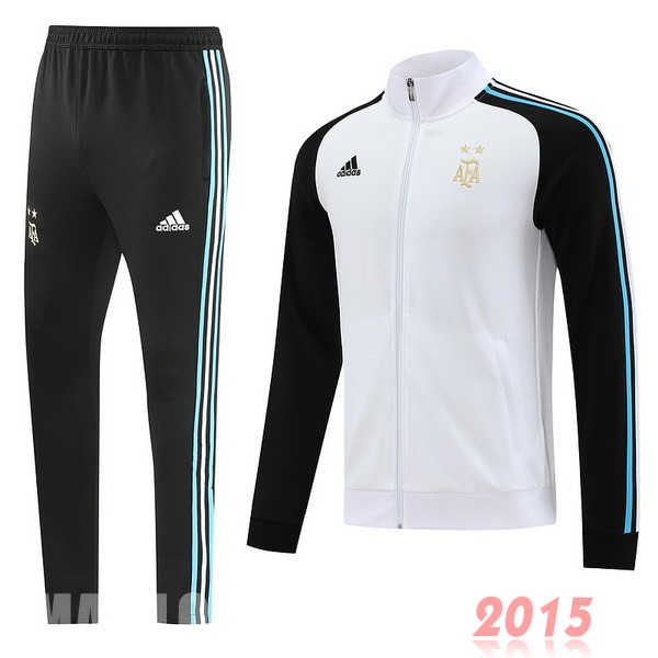 Maillot De Foot Ensemble Complet Ensemble longue fermeture éclair vêtements De Sport Argentine 2022 Noir Blanc