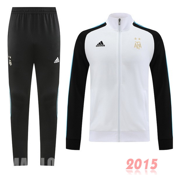 Maillot De Foot Ensemble Complet Ensemble longue fermeture éclair vêtements De Sport Argentine 2022 Noir Blanc