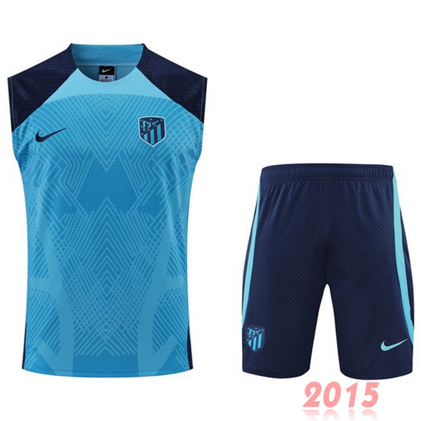 Maillot De Foot Entrainement Sans Manches Ensemble Complet Atlético Madrid 22/23 Bleu