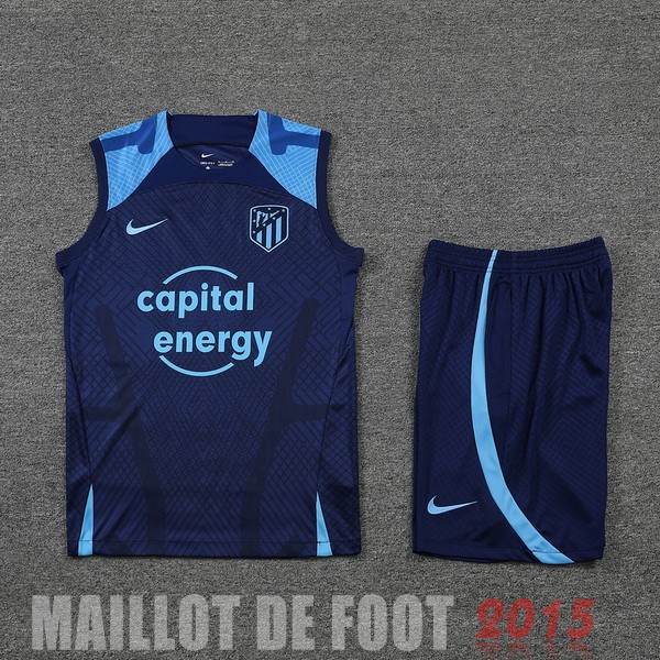 Maillot De Foot Entrainement Sans Manches Ensemble Complet Atlético Madrid 22/23 Bleu Marine