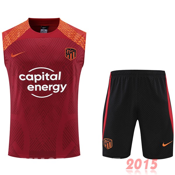 Maillot De Foot Entrainement Sans Manches Ensemble Complet Atlético Madrid 22/23 Rouge Noir
