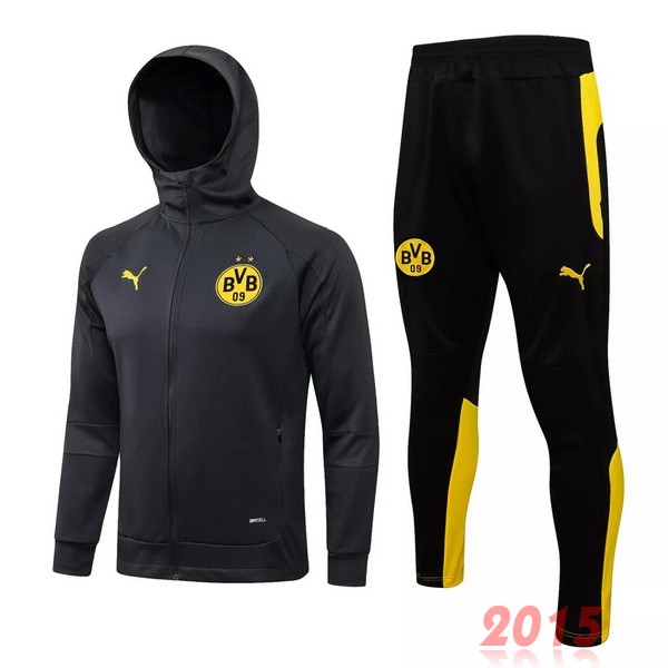 Maillot De Foot Sweat Shirt Capuche Borussia Dortmund 2021 2022 Gris Jaune