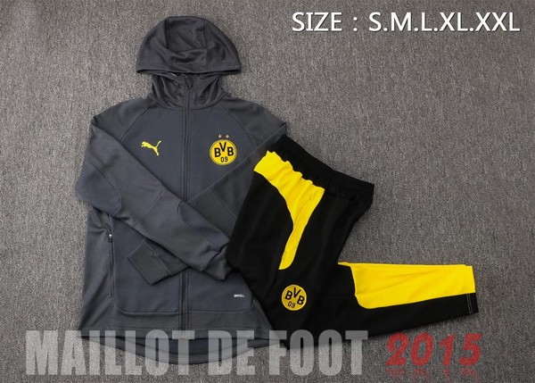 Maillot De Foot Sweat Shirt Capuche Borussia Dortmund 2021 2022 Gris Jaune