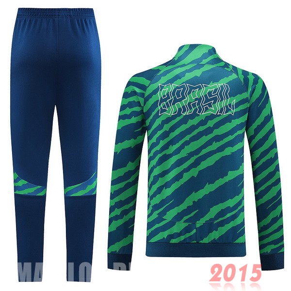Maillot De Foot Ensemble Complet Ensemble longue fermeture éclair vêtements De Sport Brésil 2022 Vert