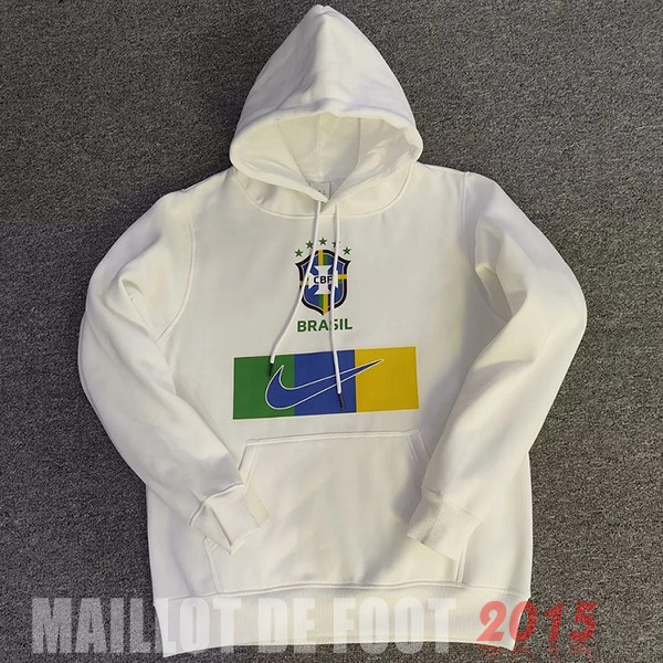 Maillot De Foot Sweats à Capuche Brésil 2022 Blanc