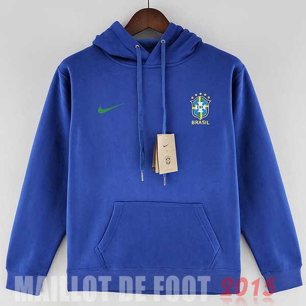 Maillot De Foot Sweats à Capuche Brésil 2022 Bleu