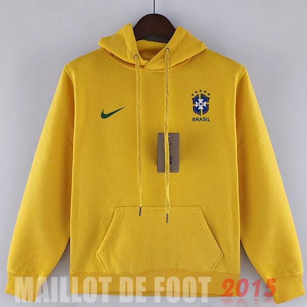 Maillot De Foot Sweats à Capuche Brésil 2022 Jaune