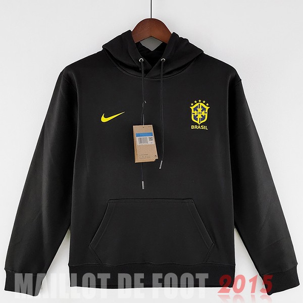 Maillot De Foot Sweats à Capuche Brésil 2022 Noir