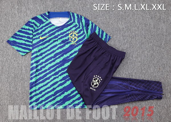 Maillot De Foot Entrainement Ensemble Complet Brésil 2022 Vert I Noir