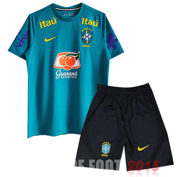 Maillot De Foot Entrainement Ensemble Complet Brésil 2022 Vert Noir